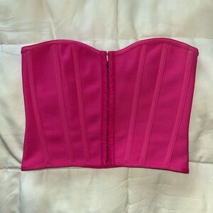 PRETTYLITTLETHING hot pink Bandage hook and eye structured corset